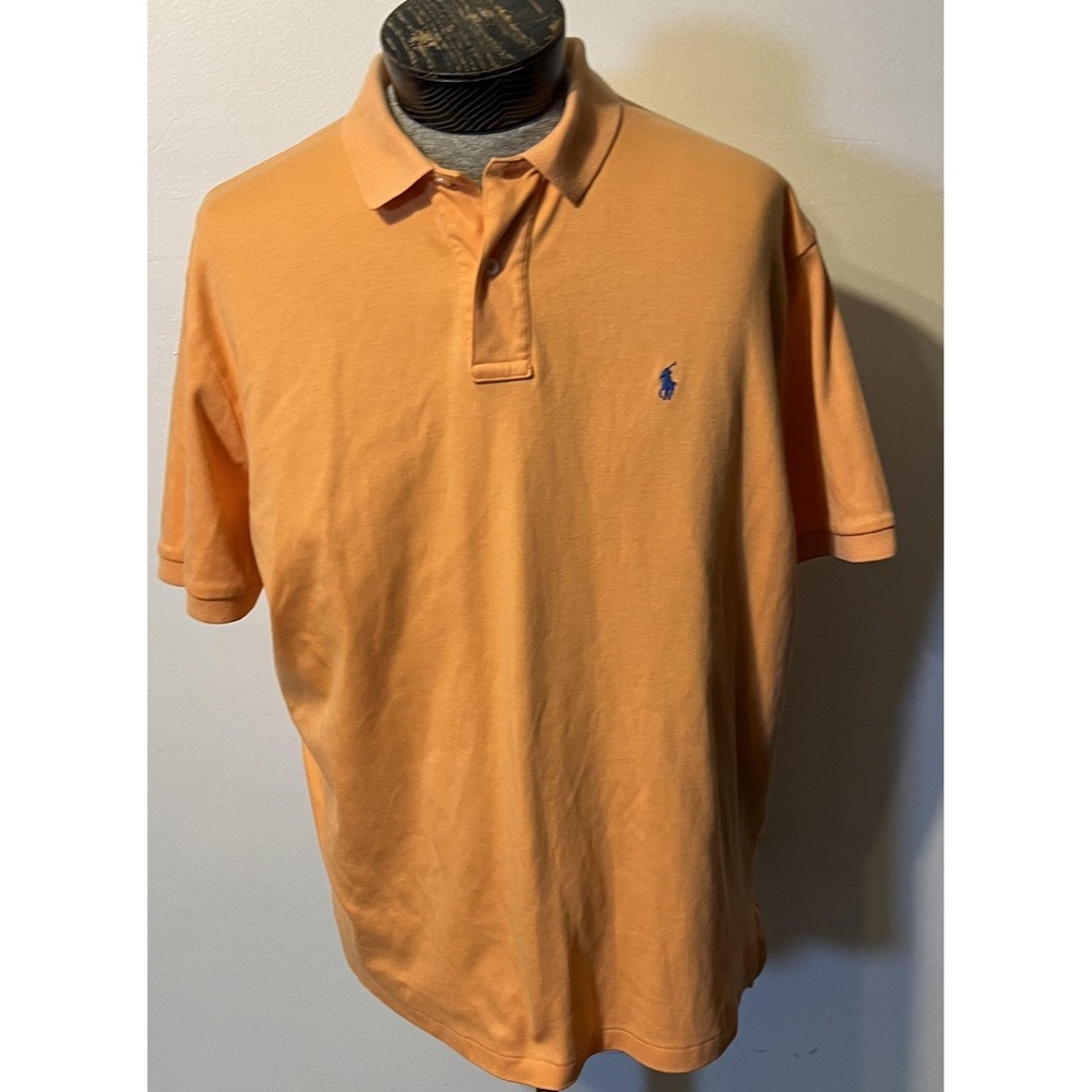Polo By‎ Ralph Lauren Polo Shirt Mens XL Orange Cotton Pony Logo Short Sleeve